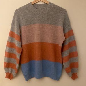 Oliver bonas striped grey blue and pink sweater size medium/8
